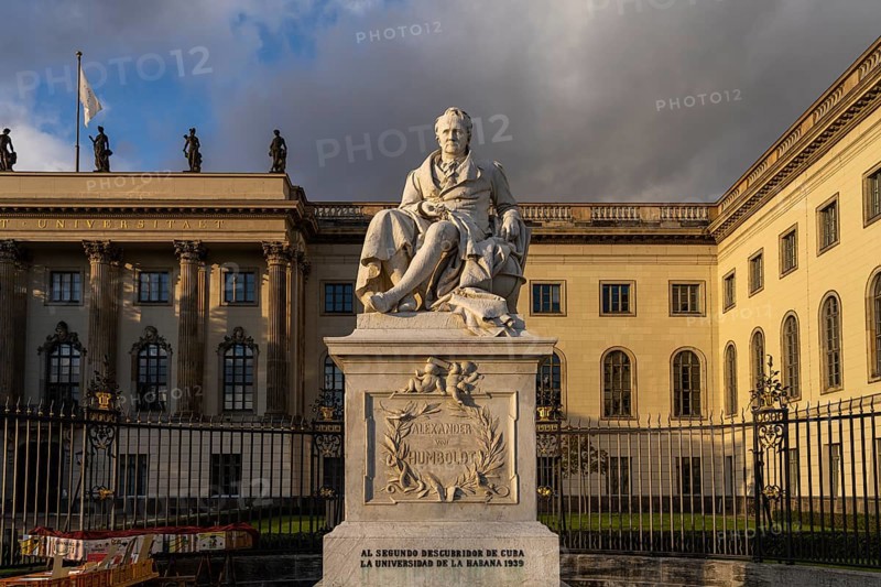 The monument to Alexander von Humboldt in front of the Humboldt University, Berlin, Germany, Europe