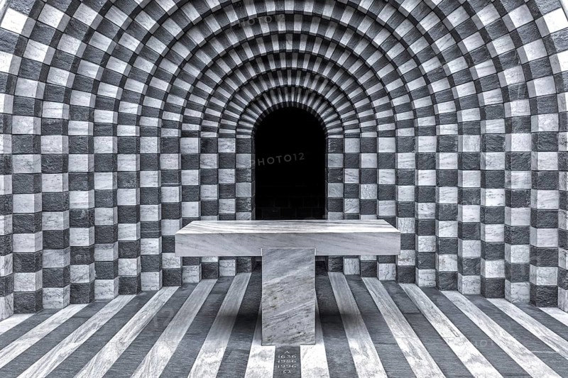 Chiesa di San Giovanni Battista, interior view, architect Mario Botta, Mogno, near Fusio, Lavizzara, Canton Ticino, Switzerland, Europe