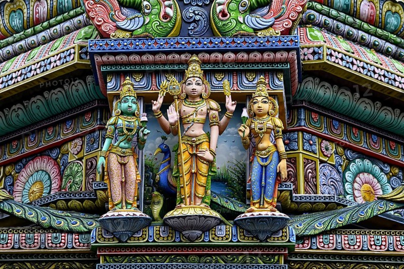 Detail of the facade of the Sri Maha Mariamman Temple, Hindu temple, Silom Road, Bangkok, Thailand, Asia