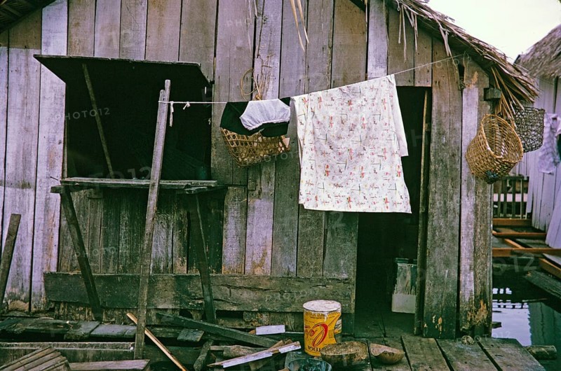 Detail of a building in the informal housing estate known as the floating city, Manaus, Brazil 1962, which was removed as part of the slum clearance policy at the end of the 1960s