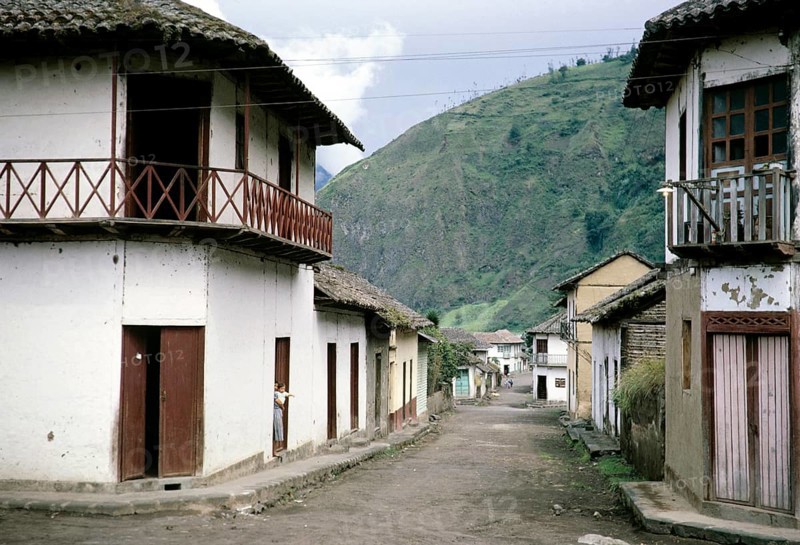 Street with historical buildings, Baños de Agua Santa, Tungurahua Province, Ecuador, South America 1962, South America
