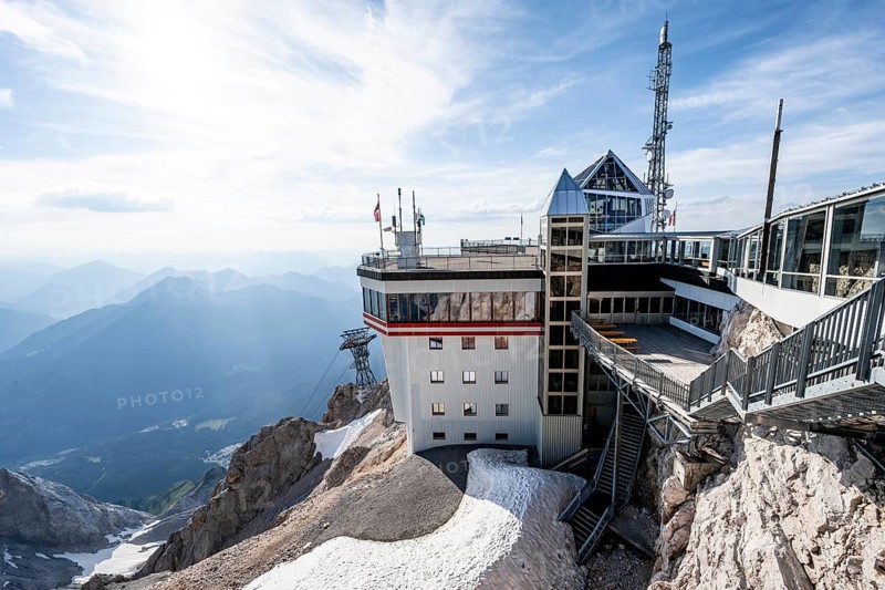 Mountain station of the Tiroler Zugspitzbahn, at the summit of the Zugspitze, Wetterstein range, Bavaria, Germany, Europe