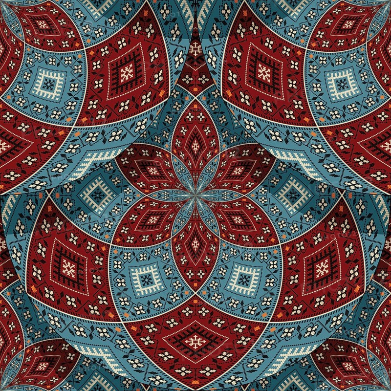 Seamless Latvian embroidery circular pattern, vector template for your design