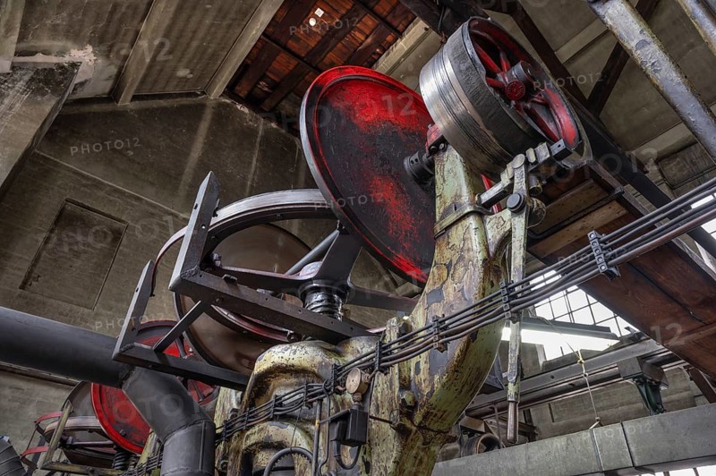 Transmission drive in a drop forge, formerly Dietz & Pfriem valve factory, today Industrial Museum Lauf, Sicharchard Str., Lauf an der Pegnitz, Middle Franconia, Bavaria, Germany, Europe