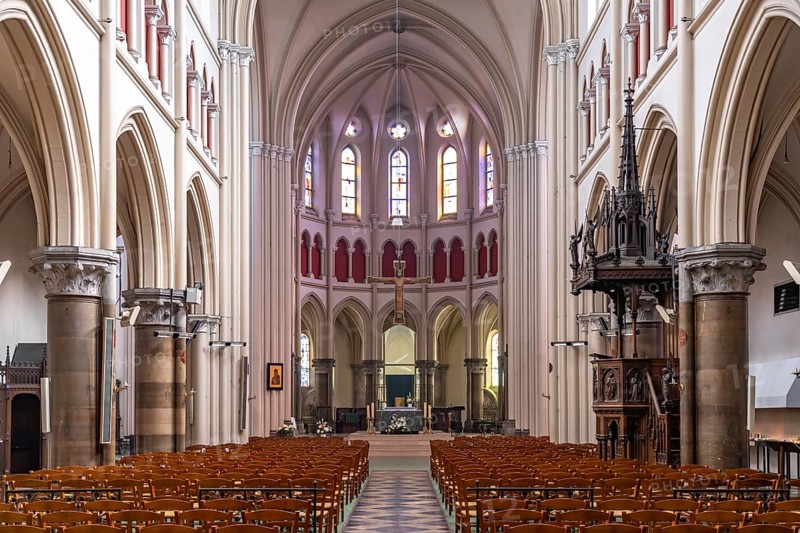 Interior of the Saint Pierre church in Calais, France, Europe