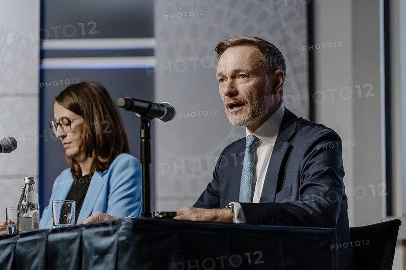 Christian Lindner (FDP), Federal Minister of Finance, photographed during the press conference on tax estimation at the joint annual meeting of the IMF and World Bank and the G7, G20 FMNBG, IMFC, in Washington, 24 October 2024. photographed on behalf of the Federal Ministry of Finance