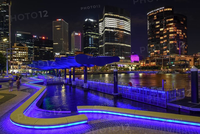 Skyline at Elisabeth Quay, blue hour, blue hour, harbour, Perth, State of Western Australia, Australia, Oceania