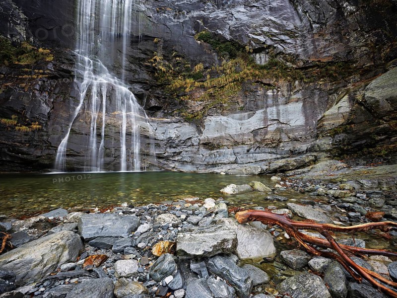 Cascata Grande waterfall, Bignasco, Maggia Valley, Canton Ticino, Switzerland, Europe