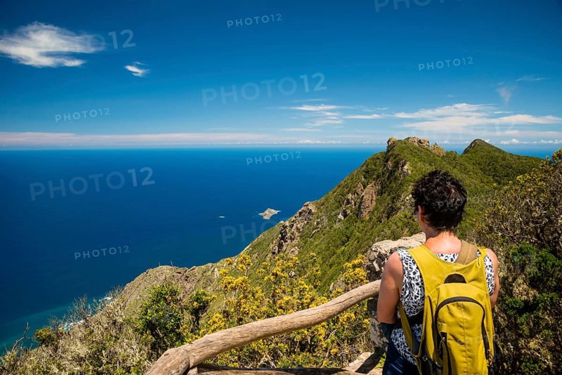 Panorama of Cabezo del Tejo, coast near Taganana, Anaga Mountains, Anaga, Tenerife, Northeast, Canary Islands, Canary Islands, Spain, Europe