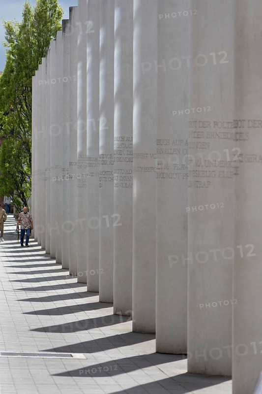 Street of Human Rights, the artwork created by the Israeli artist Dani Karavan in 2013, Kartäusergasse 1, Nuremberg, Middle Franconia, Bavaria, Germany, Europe