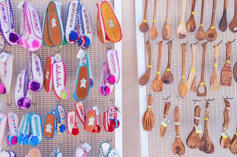 Handmade slippers for sale, Chania, Crete, Greek Islands, Greece, Europe
