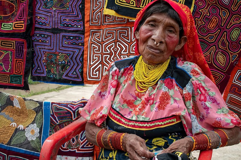 Bocas del Toro Indigenous Guna woman on San Blas Islands Panama