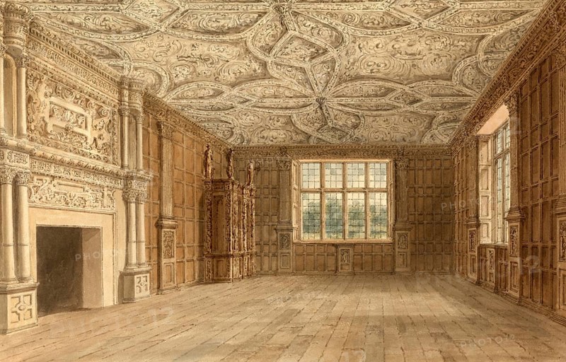 Interior view of the Drawing Room, Stockton House, Wiltshire, England, digitally restored reproduction of a 19th-century original by John Buckler, Record date not stated, Interior view of the Drawing Room, digitally restored reproduction of a 19th-century original, Record date not stated