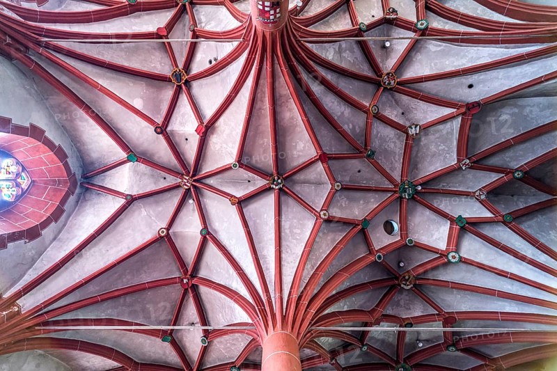 Star vault in the interior of the Catholic parish church of St Martin in the Ediger district, Ediger-Eller, Rhineland-Palatinate, Germany, Europe