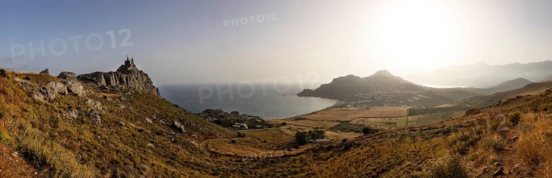 Drone image, Holy Church of Agios Paision near Plakias, south coast, Crete, Greece, Europe