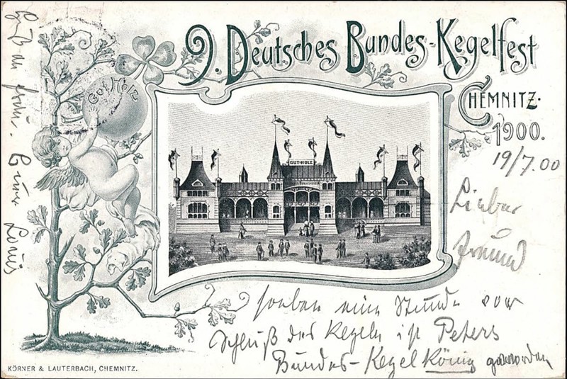 German Federal Skittles Festival in Chemnitz in 1900, Saxony, Germany, digitally enhanced reproduction from a historical original, c. 1900, public domain, Europe