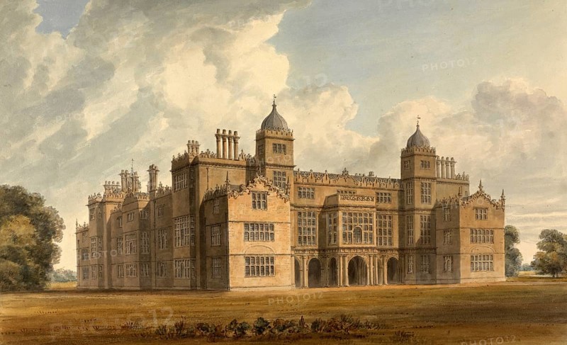 South West View of Charlton House, Wiltshire, the Seat of the Earl of Suffolk, England, digitally restored reproduction of a 19th-century original by John Buckler, Record date not stated, South West View of Charlton House, the Seat of the Earl of Suffolk, digitally restored reproduction of a 19th-century original, Record date not stated