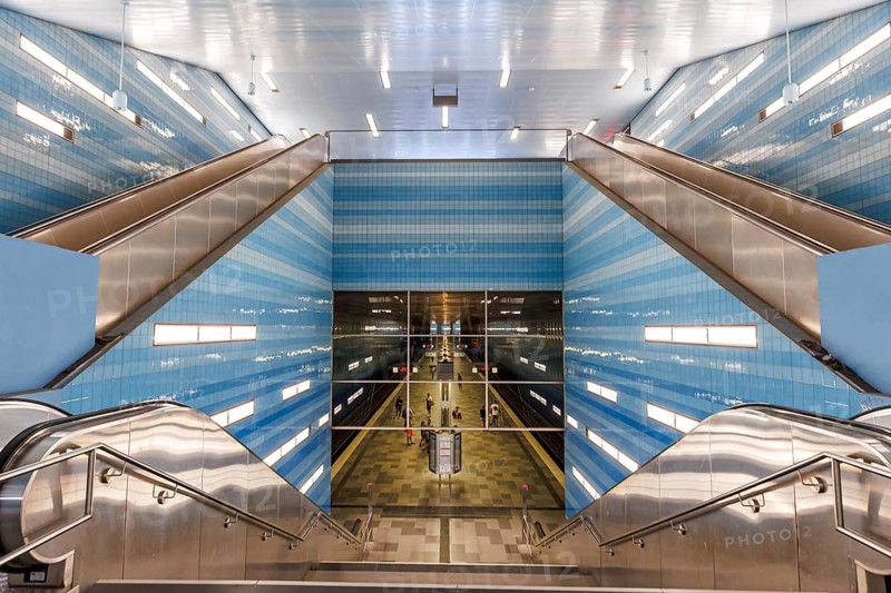 Hochbahn Hamburg metro metro station at Überseequartier station in Hamburg, Germany, Europe
