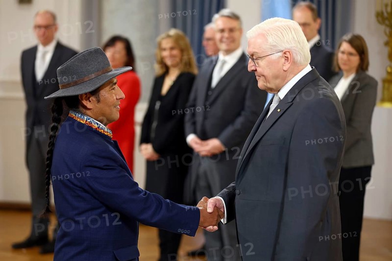 Wilfredo Bernardo Ticona Cuba Bolivia is received by Frank-Walter Steinmeier (President of the Federal Republic of Germany) in front of the Federal President's New Year's Reception at Bellevue Palace, Berlin 14 January 2025