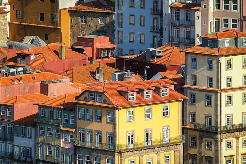 View of Portuguese traditional colorful houses in Porto city, Portugal, Europe