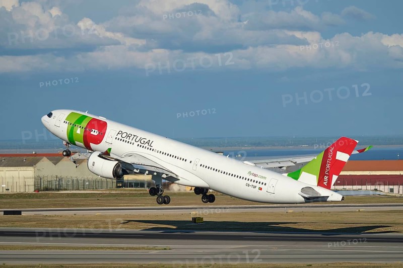 Lisbon, Portugal - September 2, 2023: TAP Air Portugal Airbus A330-941 passenger plane take off in Humberto Delgado Airport in Lisbon