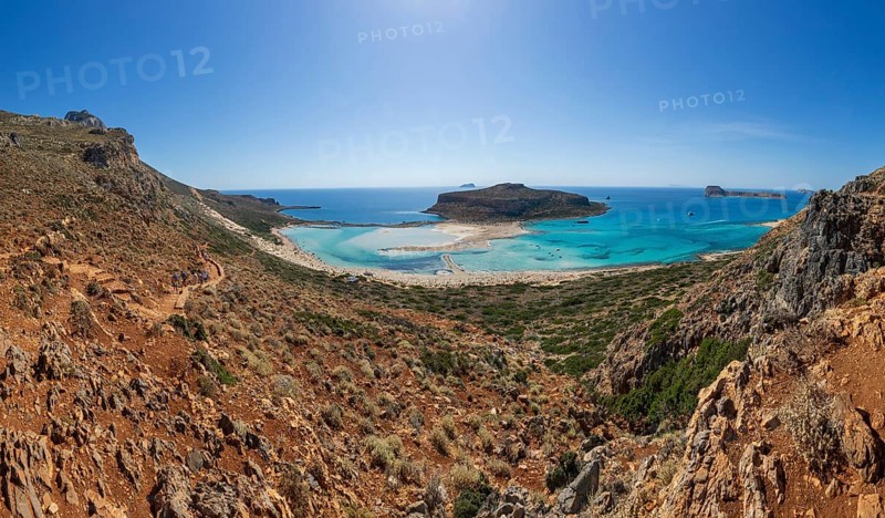 Beach and bay of Balos, Gramvousa peninsula, Kolimbari, West Crete, Crete, Greece, Europe