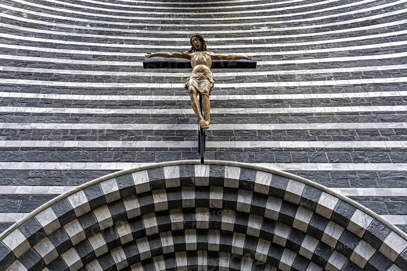 Chiesa di San Giovanni Battista, interior view, architect Mario Botta, Mogno, near Fusio, Lavizzara, Canton Ticino, Switzerland, Europe