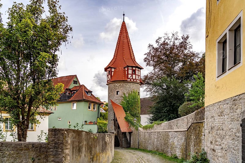 Tower of the town wall Flurerturm in Marktbreit, Lower Franconia, Bavaria, Germany, Europe