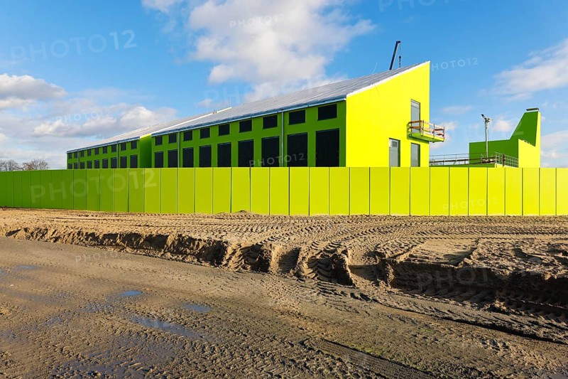 Oberhausen, Ruhr area, North Rhine-Westphalia, Germany - Emscher conversion, new Emscher AKE sewer, here the new Oberhausen pumping station, the ecological conversion of the Emscher system consists of the construction of a central wastewater treatment system in the Ruhr area, the construction of sewers and the renaturalisation of the Emscher and its tributaries