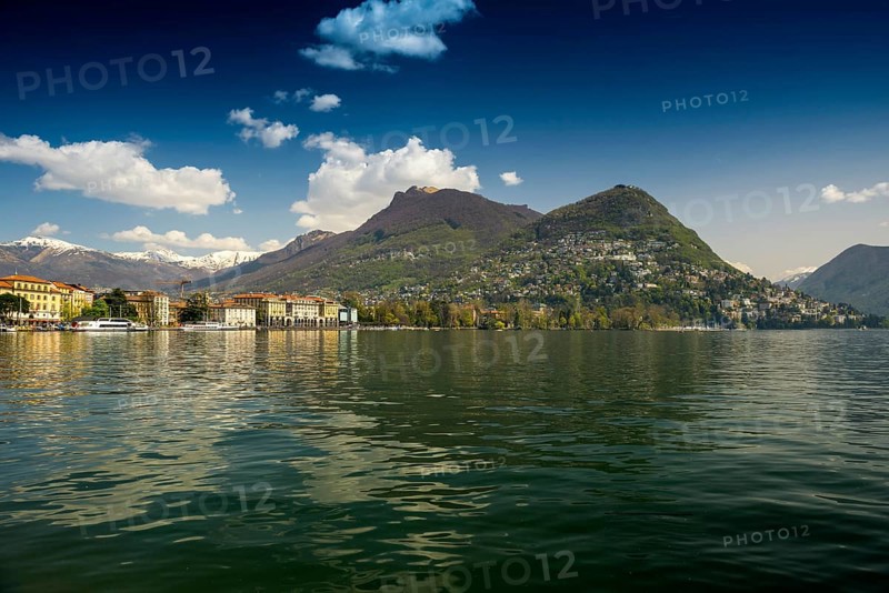 Lakeside promenade, spring, Lugano, Lake Lugano, Lago di Lugano, Ticino, Switzerland, Europe