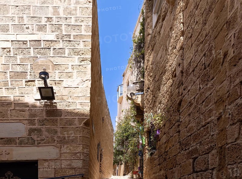 Israel, Tel Aviv Namal Yafo historic Old Jaffa port with art galleries, boutiques and old houses, Asia