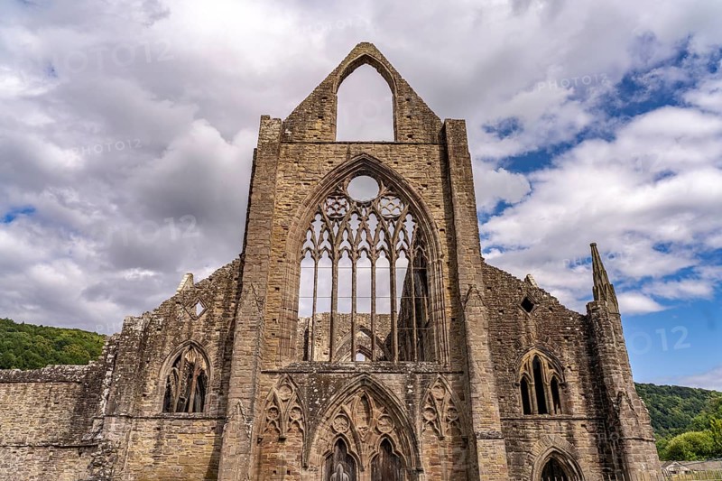 The ruins of Tintern Abbey in the Wye Valley, Tintern, Monmouth, Wales, Great Britain