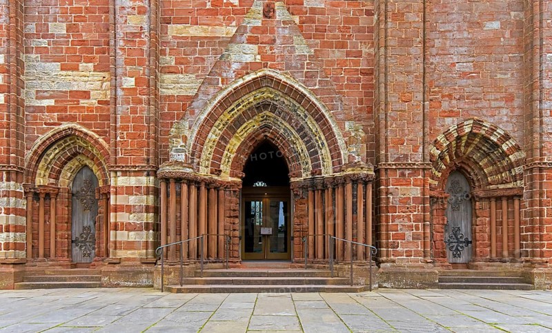 12th century St Magnus Cathedral, oldest cathedral in Scotland and most northerly cathedral in the United Kingdom at Kirkwall on the Orkney Islands