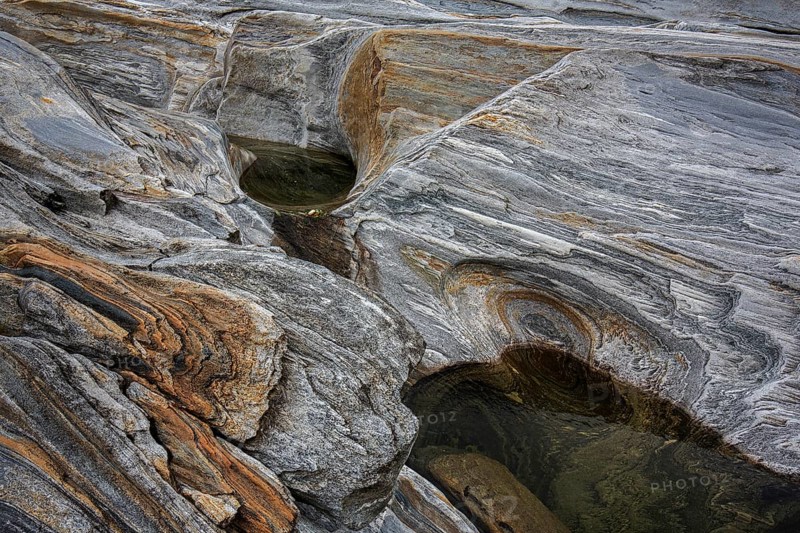 Rocks, rock structures, Verzasca River, near Lavertezzo, Verzasca Valley, Valle Verzasca, Canton Ticino, Switzerland, Europe