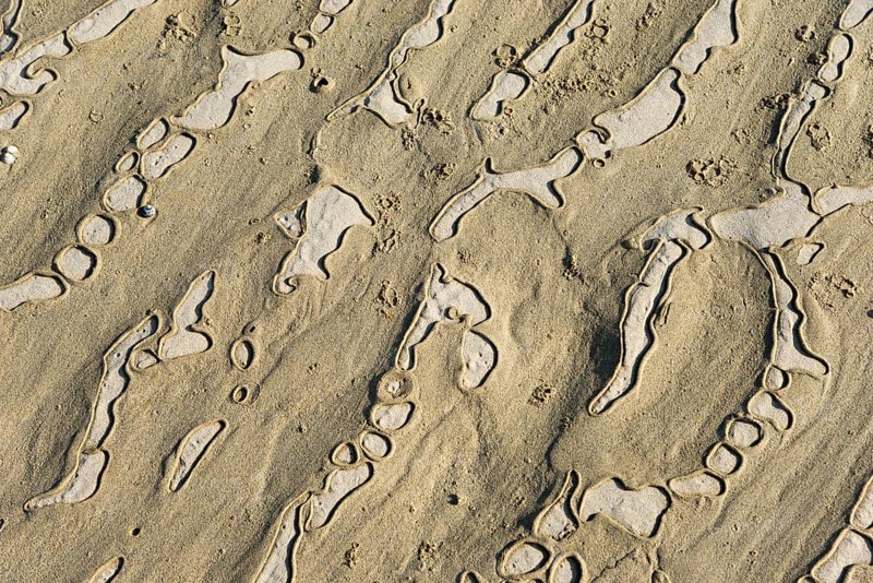 Structured sandy area with undulating natural patterns and shapes, Plage Saint Efflamm, Plestin-les-Grèves, Breton Plistin, Arrondissement Lannion, Côtes-d'Armor, Brittany, France, Europe