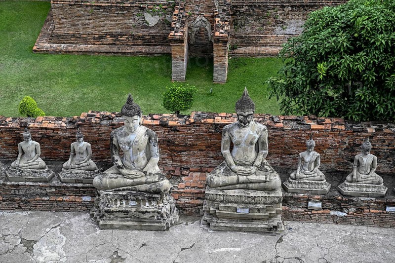 Buddha statues in Wat Yai Chai Mongkhon, Buddhist temple, Ayutthaya, Ayutthaya province, Thailand, Asia