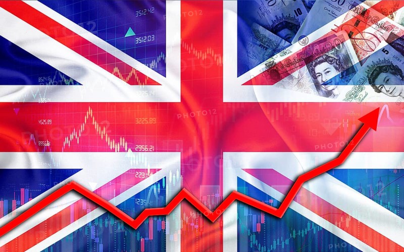 United Kingdom economic growth on financial graph. United Kingdom financial growth on market graph