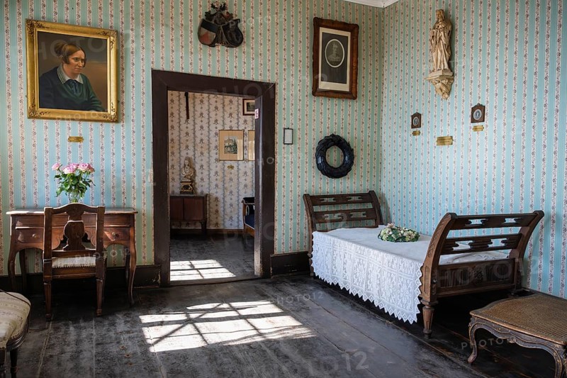 Death chamber of the writer and composer Annette von Droste-Hülshoff (12 January 1797, 24 May 1848), Meersburg Castle, museum, place of interest, Lake Constance, Lake Constance district, Baden-Württemberg, Germany, Europe
