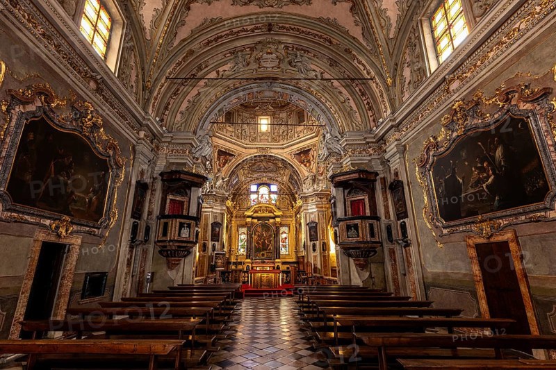 Church Santuario della SS Pietà, interior view, nave, Cannobio, Lake Maggiore, Province of Verbano-Cusio-Ossola, Piedmont region, Italy, Europe