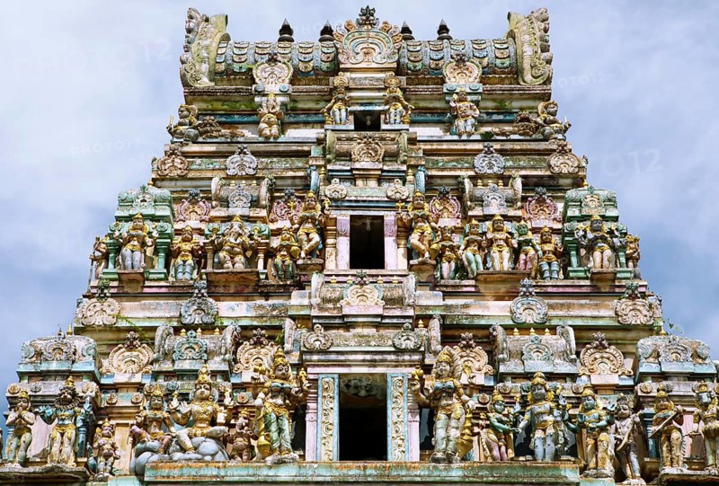 Close-up of the Hindu Sri Muthumariamman Temple, Matale, Central Province, Sri Lanka, Asia