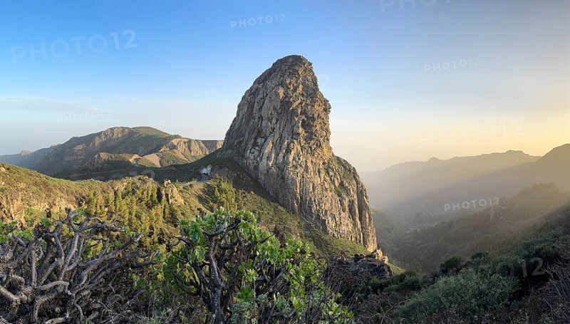 Roque de Agando rock tower, Monumento Natural de los Roques, La Gomera, Canary Islands, Spain, Europe