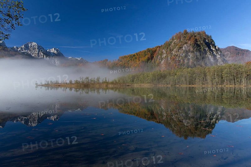 Autumn mood at lake Almsee, Grünau, Austria, Totes Gebirge, Europe
