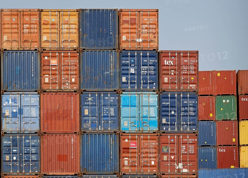 Duisburg, Ruhr area, North Rhine-Westphalia, Germany - Duisburg harbour, containers at the container terminal in Duisburg Ruhrort