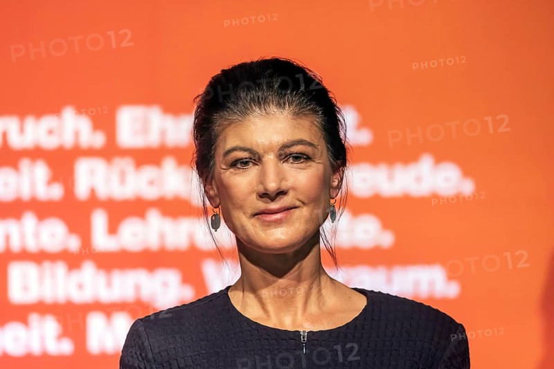 Sahra Wagenecht during her election campaign speech, portrait. Election event of the party Bündnis Sahra Wagenknecht for the Bundestag election 2025 in Stuttgart, Baden-Württemberg, Germany, Europe