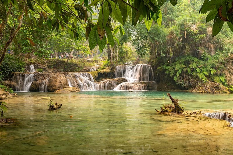 The multi-levelled Kuang Si waterfall near Luang Prabang, Laos, Asia