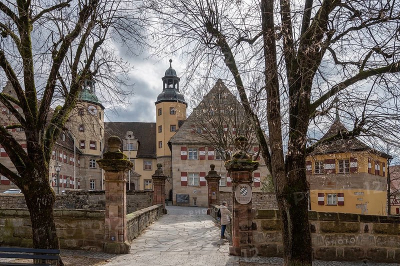 Former Hersbruck Castle, 1517, today Hersbruck District Court, Schlossplatz 1, Hersbruck, Middle Franconia, Bavaria, Germany, Europe