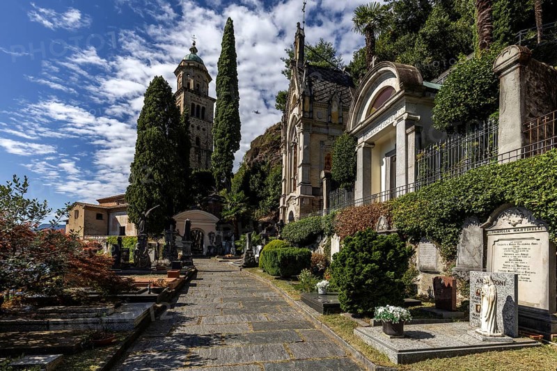 Cemetery, Monumental cemetery, Morcote, Lake Lugano, Lago di Lugano, Canton Ticino, Switzerland, Europe