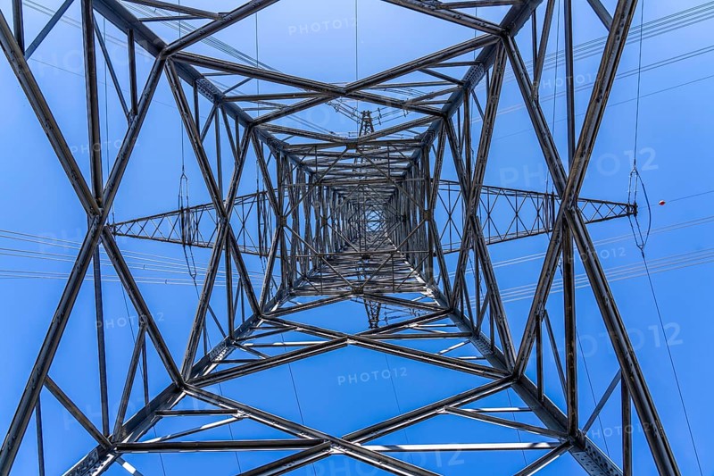 High-voltage pylons, lines at the Dortmund-Kruckel substation, start of an extra-high-voltage line from Dortmund to Dauersberg in Rhineland-Palatinate, conversion of a 220 KV line into a 126 KM long, 380 KV extra-high-voltage line, North Rhine-Westphalia, Germany, Europe