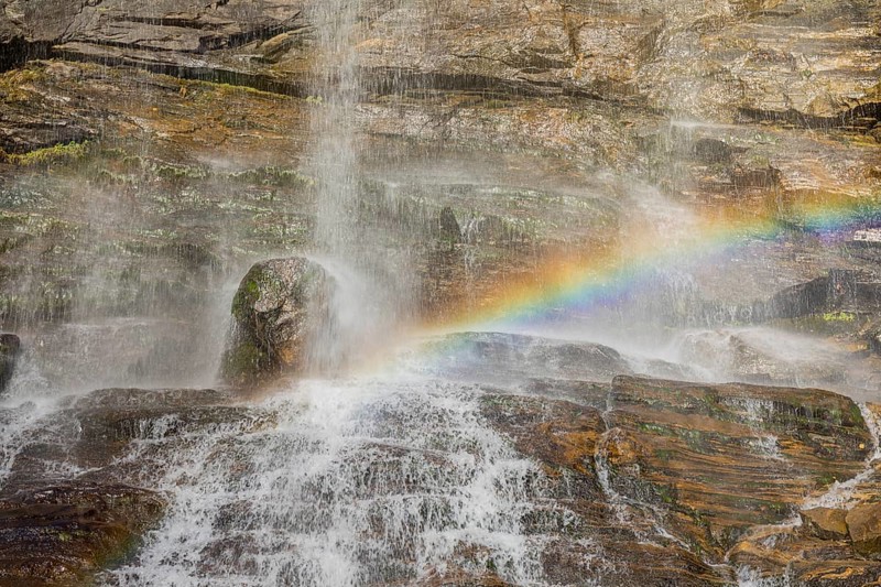 Rainbow. Melnikfall, a waterfall located at the Malta Hochalm road. Carithia, Austria, Europe