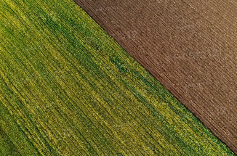 Drone view, green and ploughed fields, agricultural landscape, Innviertel, Upper Austria, Austria, Europe